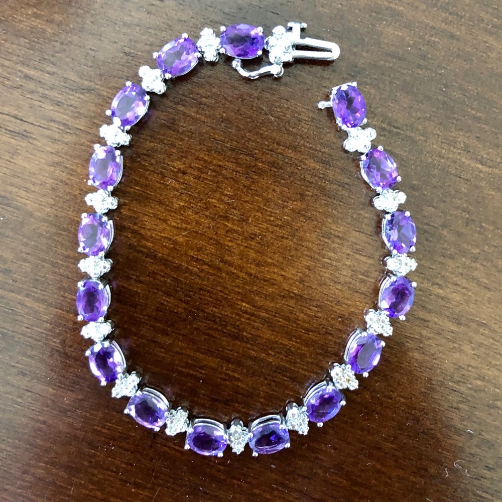 Amethyst Sterling Silver Tennis Bracelet